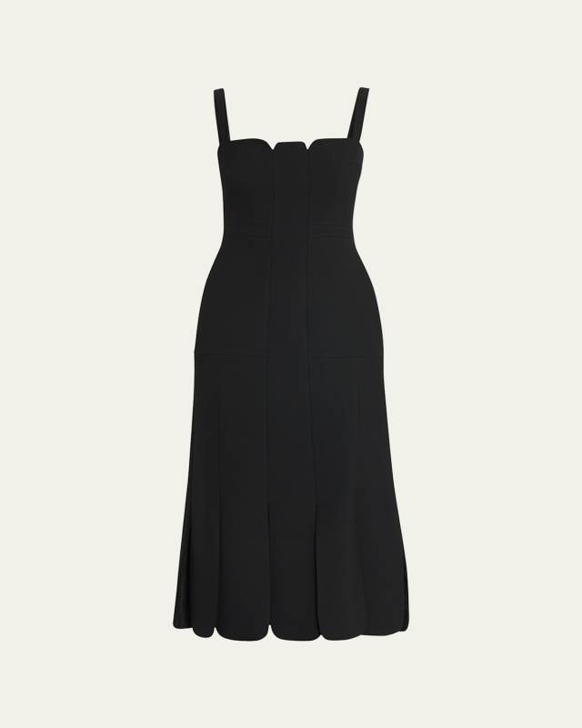 Dalia Sleeveless Pleated Square-Neck Midi Dress